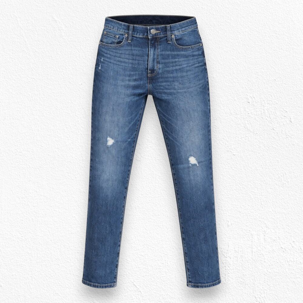 Lucky Brand Medium Wash High Waisted Distressed Drew Straight Mom Jeans Size 28